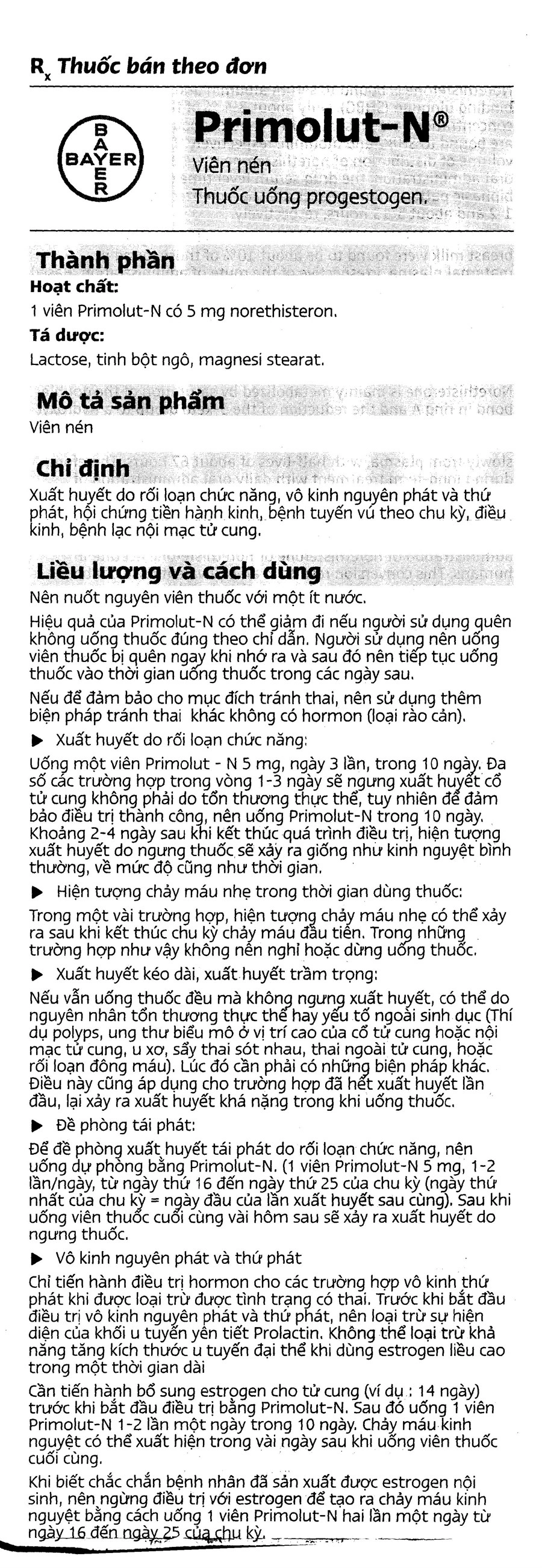 Primolut N 5mg trị xuất huyết do rối loạn chức năng, vô kinh (2 vỉ x 15 viên) - 5